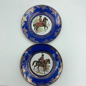 Antique Bayreuth Bavaria Germany Commemorative Blue Gold Gilded Plates